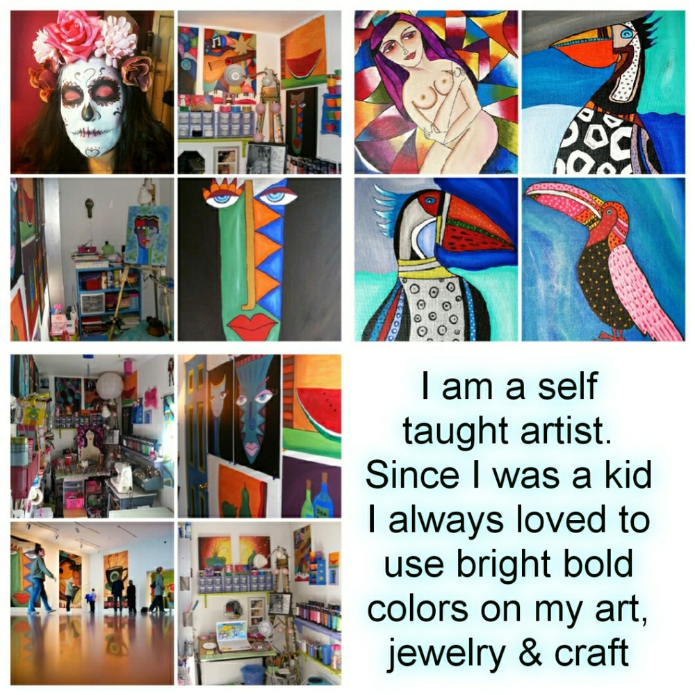 Frida Kahlo Sugar Skull 8 Acrylic Painting - Picture 5 of 7